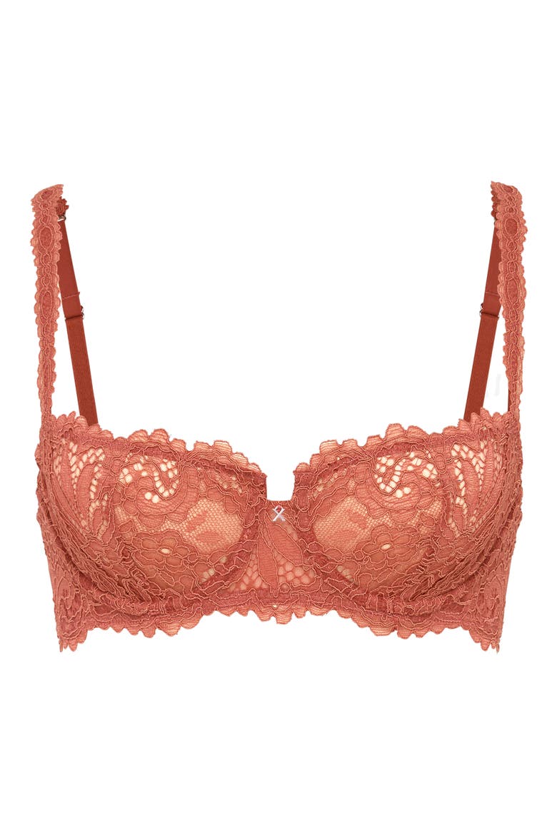 Romantic Corded Lace Unlined Underwire Bra, Alternate, color, DRY POPPY BROWN