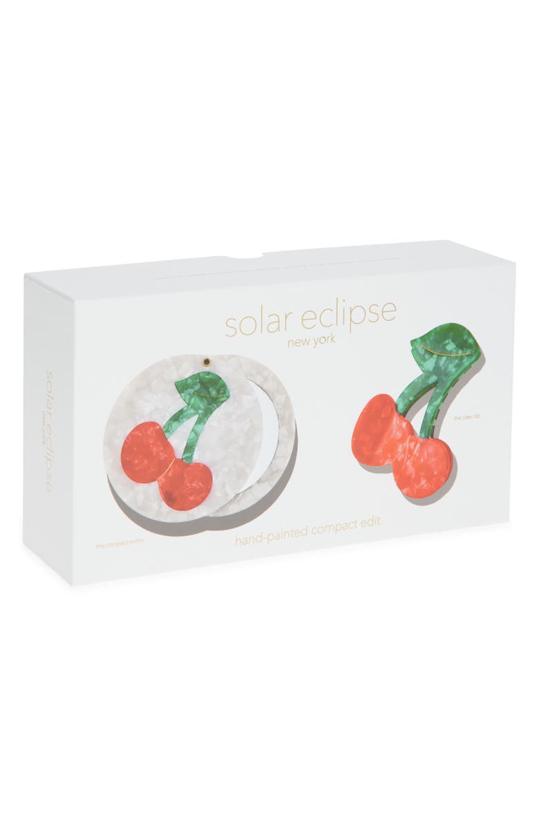 Solar Eclipse Cherry Jaw Clip & Mirror Set, Alternate, color, Red