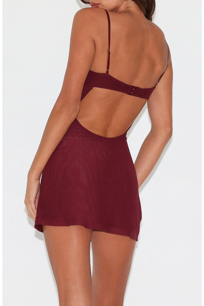 Octavia Floral Embellished Semisheer Mesh Minidress, Alternate, color, PURPLE WINE