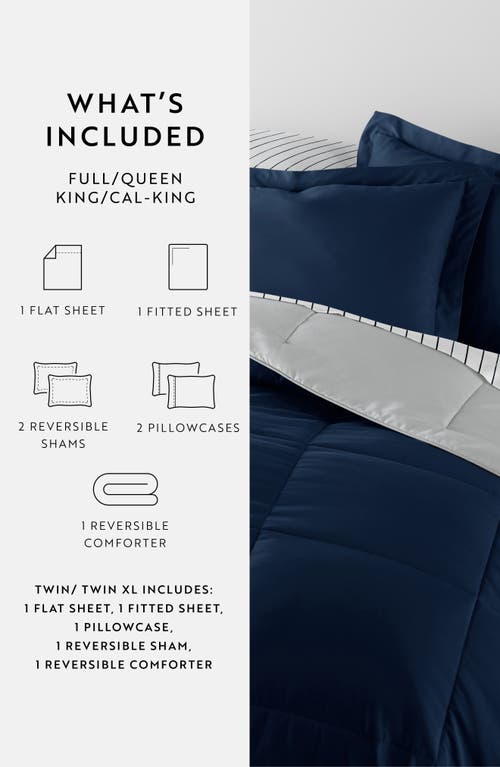 Homespun 7-piece Assorted Reversible Comforter Set In Navy
