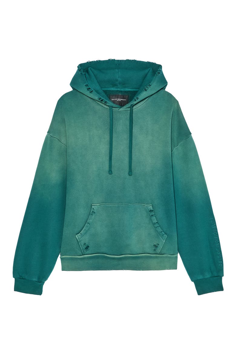 Core Distressed French Terry Pullover Hoodie, Alternate, color, BAYBERRY