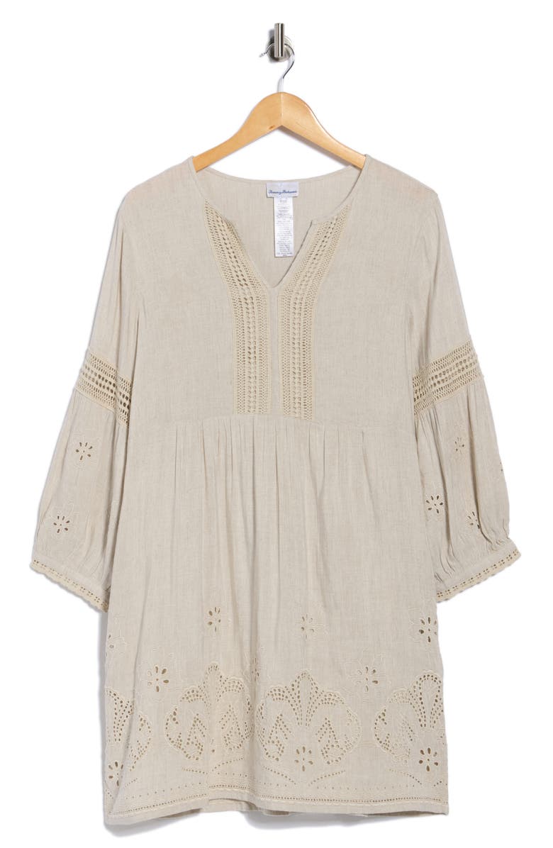 Tommy Bahama St. Lucia Split Neck Linen Blend Cover-Up Dress, Alternate, color, Twill