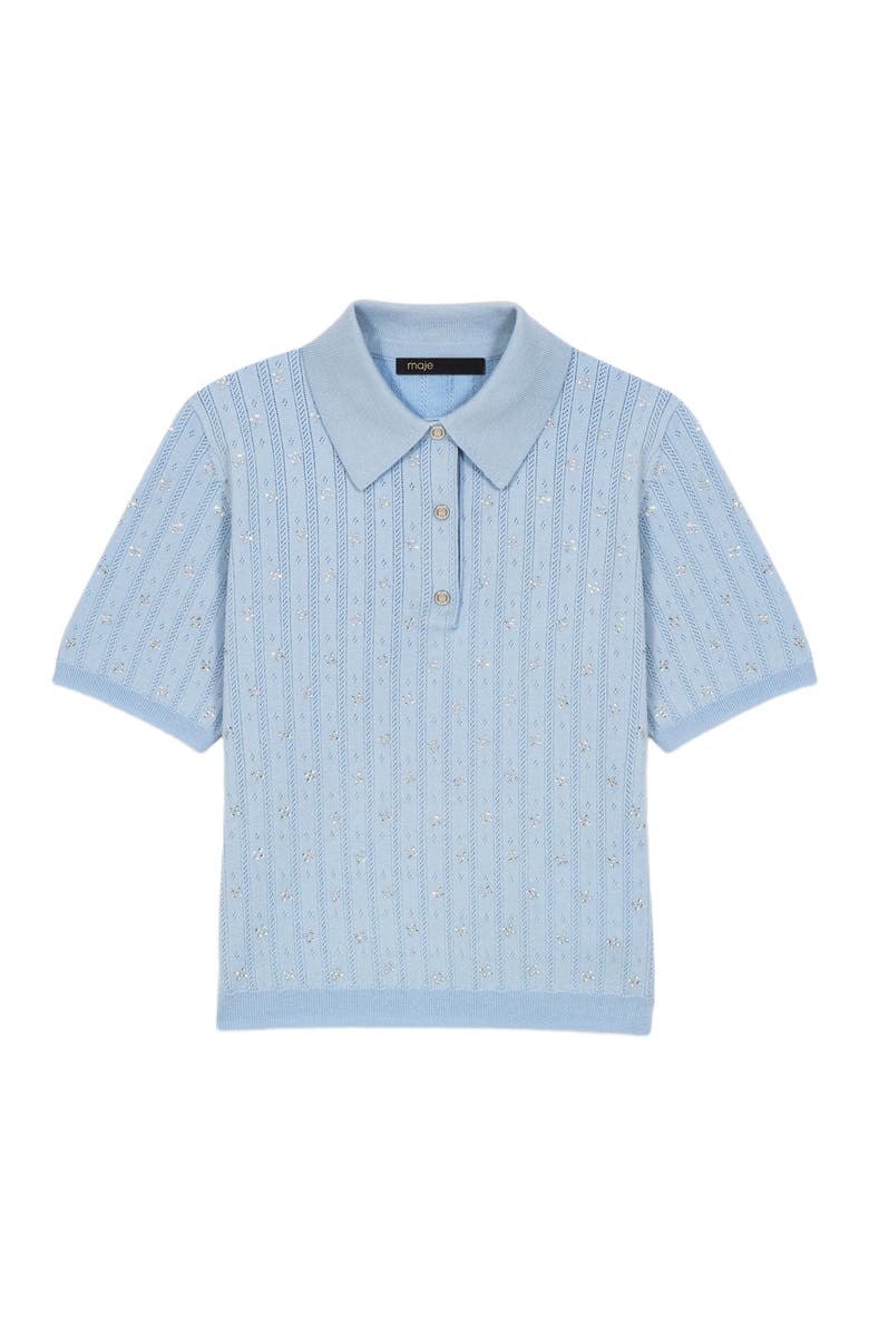 maje Cropped sweater with rhinestones, Alternate, color, Blue Sky