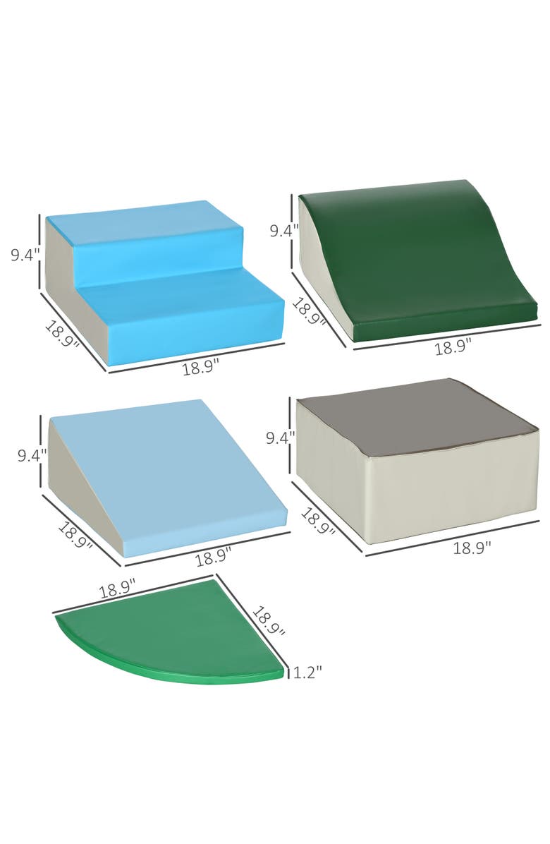 Qaba 6-Pieces Foam Climbing Blocks for Toddlers, Soft Play Set for Climb and Crawl, Alternate, color, Contemporary