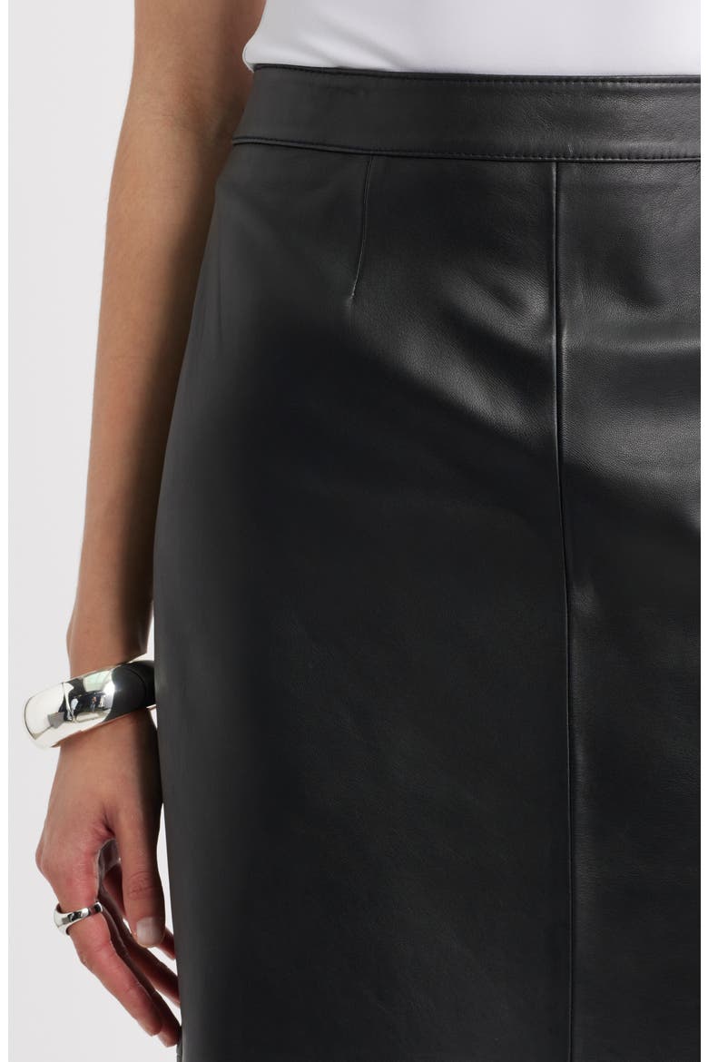 Leather Pencil Skirt, Alternate, color, BLACK