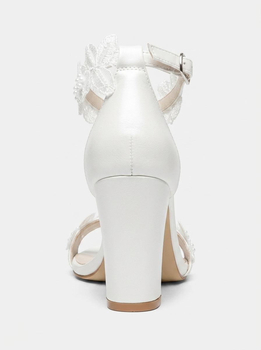 Florielle Lace Wedding Heels, Alternate, color, Ivory