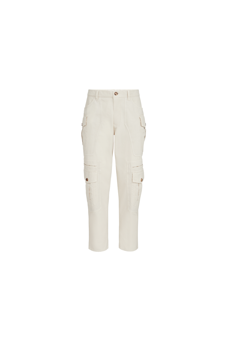 Peached cotton gabardine explorer trousers, Alternate, color, Snow
