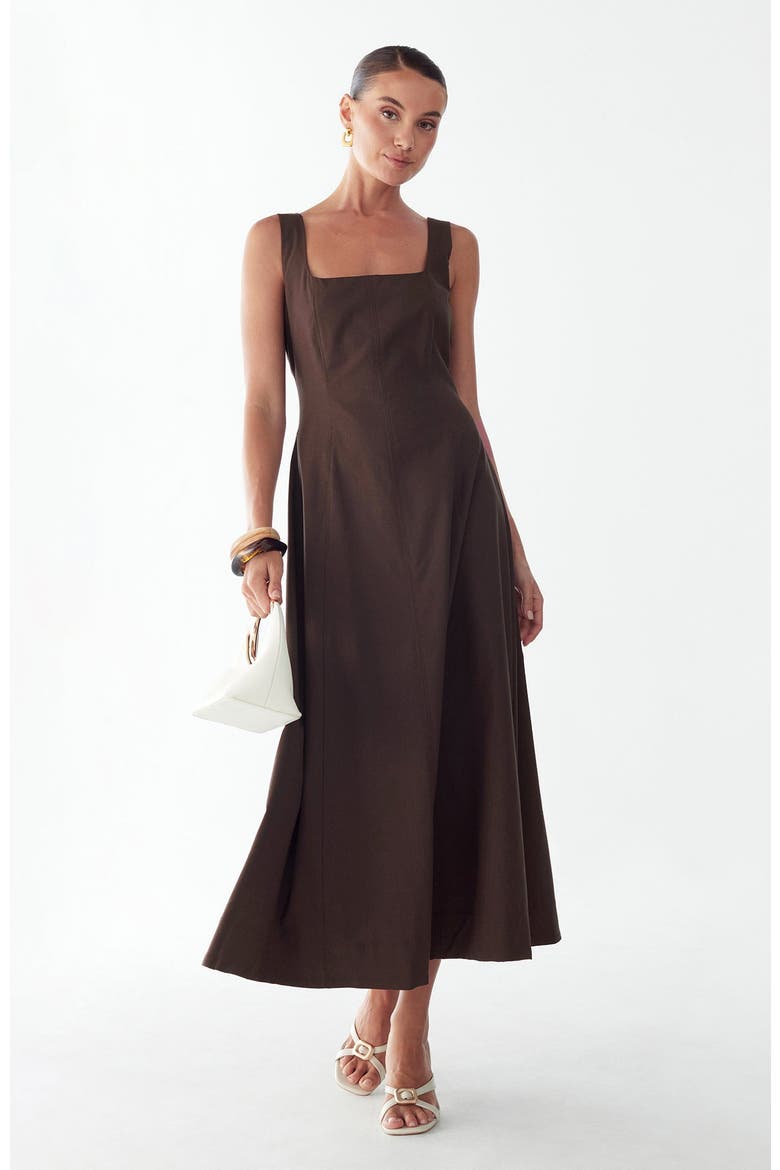 Maizy Midi Dress, Alternate, color, Chocolate