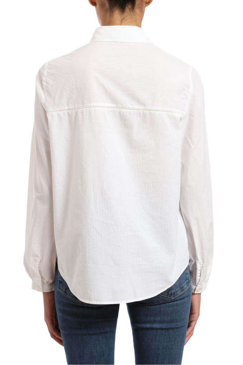 Eyelet Embroidered Yoke Cotton Poplin Button-Up Shirt, Alternate, color, WHITE