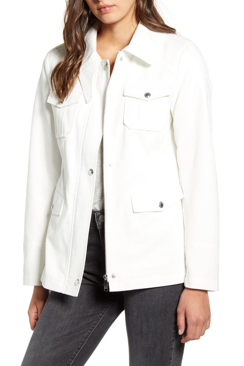 Denim Field Jacket, Main, color, WHITE