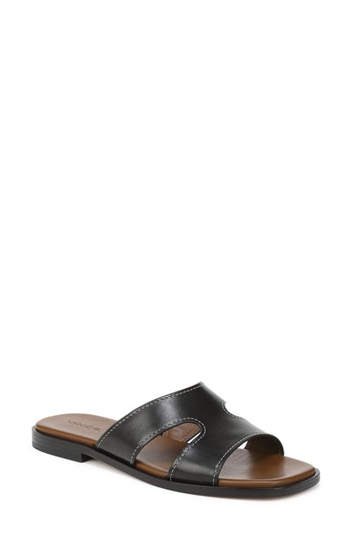 Vince Meyers Leather Flat Sandals In Black