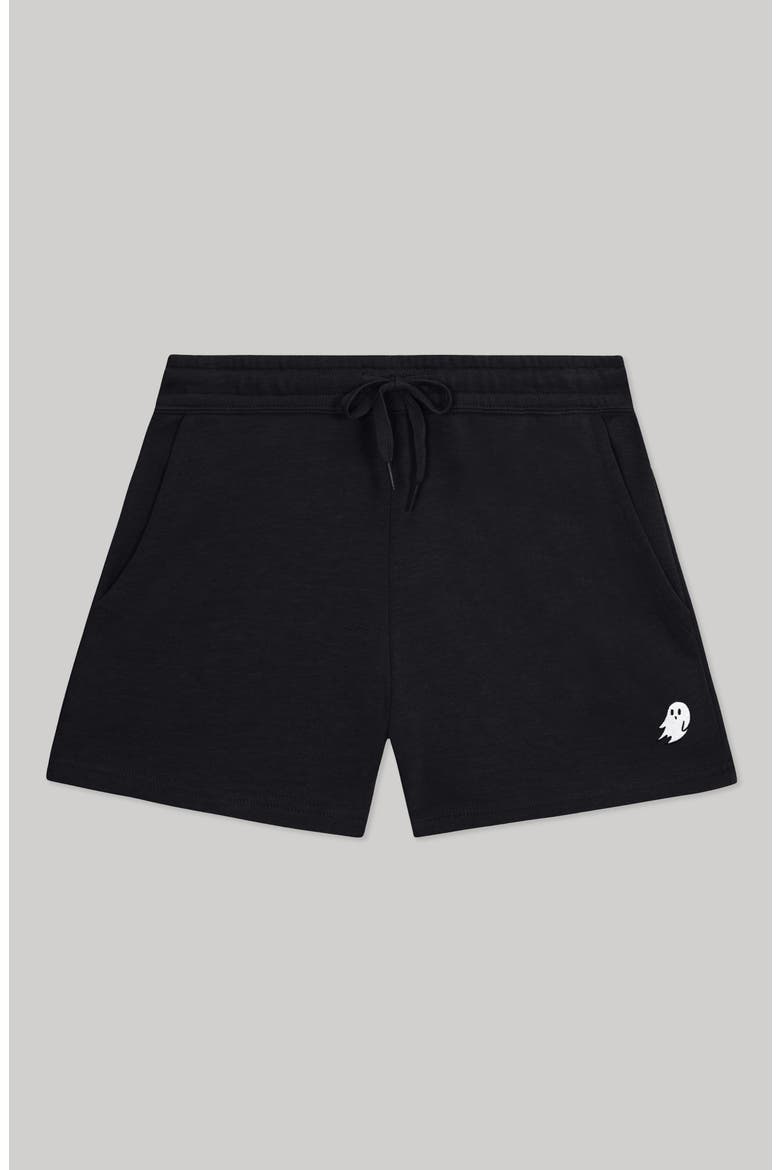 Womens Ghost Midweight Washed Fleece Shorts, Main, color, Black