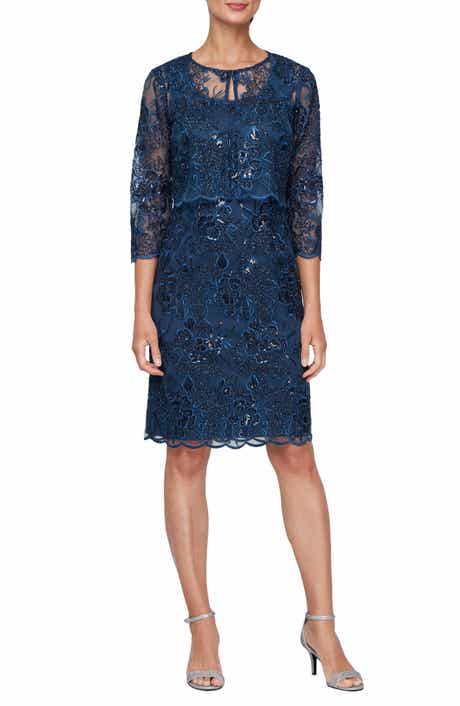 Alex Evenings Sequin Embroidered Floral Sleeveless Sheath Dress with Jacket