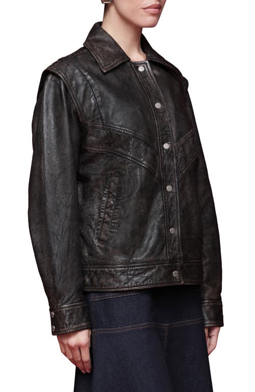 Avec Les Filles Leather Bomber Jacket In Black