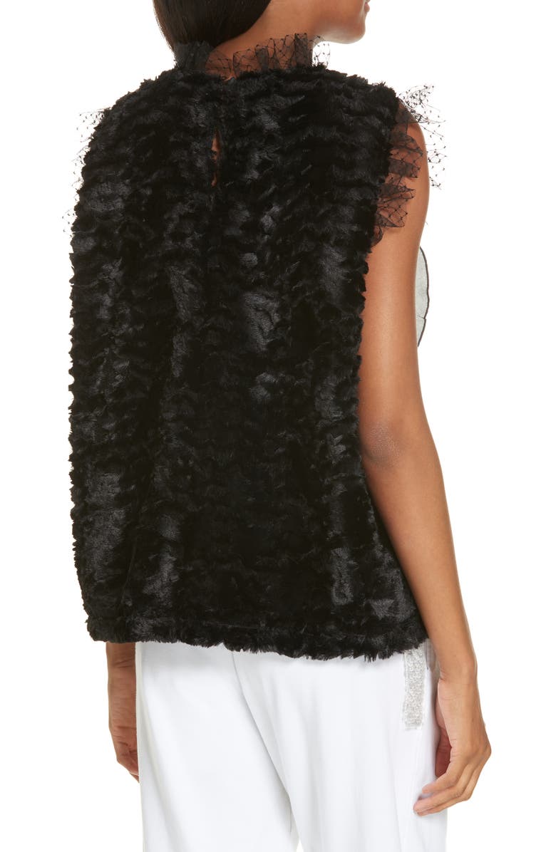 Clu Mix Media Lace and Faux Fur Blouse, Alternate, color, 