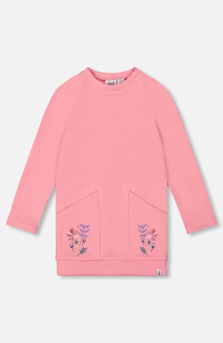 Deux par Deux Super Soft Tunic Tee with Embroidered Pockets, Main, color, Light Pink