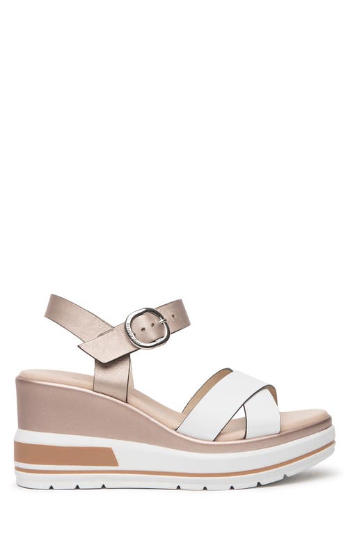 Nerogiardini Platform Wedge Sandal In White/rose