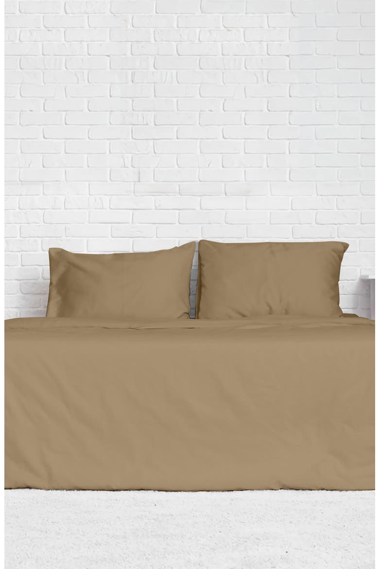 Solid Khaki Microfiber Duvet Cover Set, Alternate, color, KHAKI
