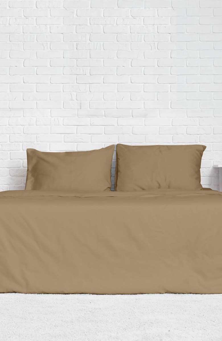 Luxury Home Solid Khaki Microfiber Duvet Cover Set, Alternate, color, Khaki