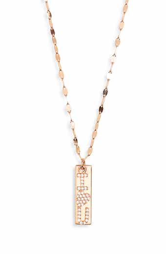 LANA 'I Heart U' 14K Rose Gold Diamond Tag Pendant Necklace