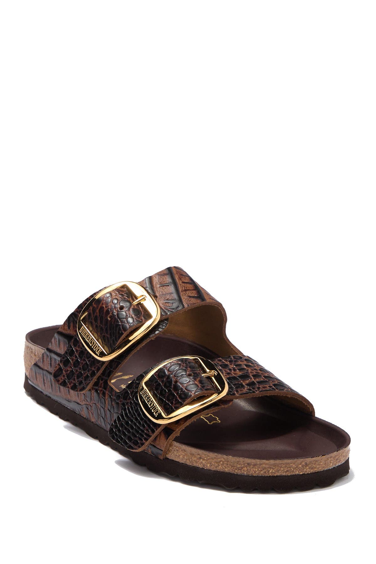Birkenstock Arizona Croc-Embossed Leather Slide Sandal - Discontinued, Main, color, 