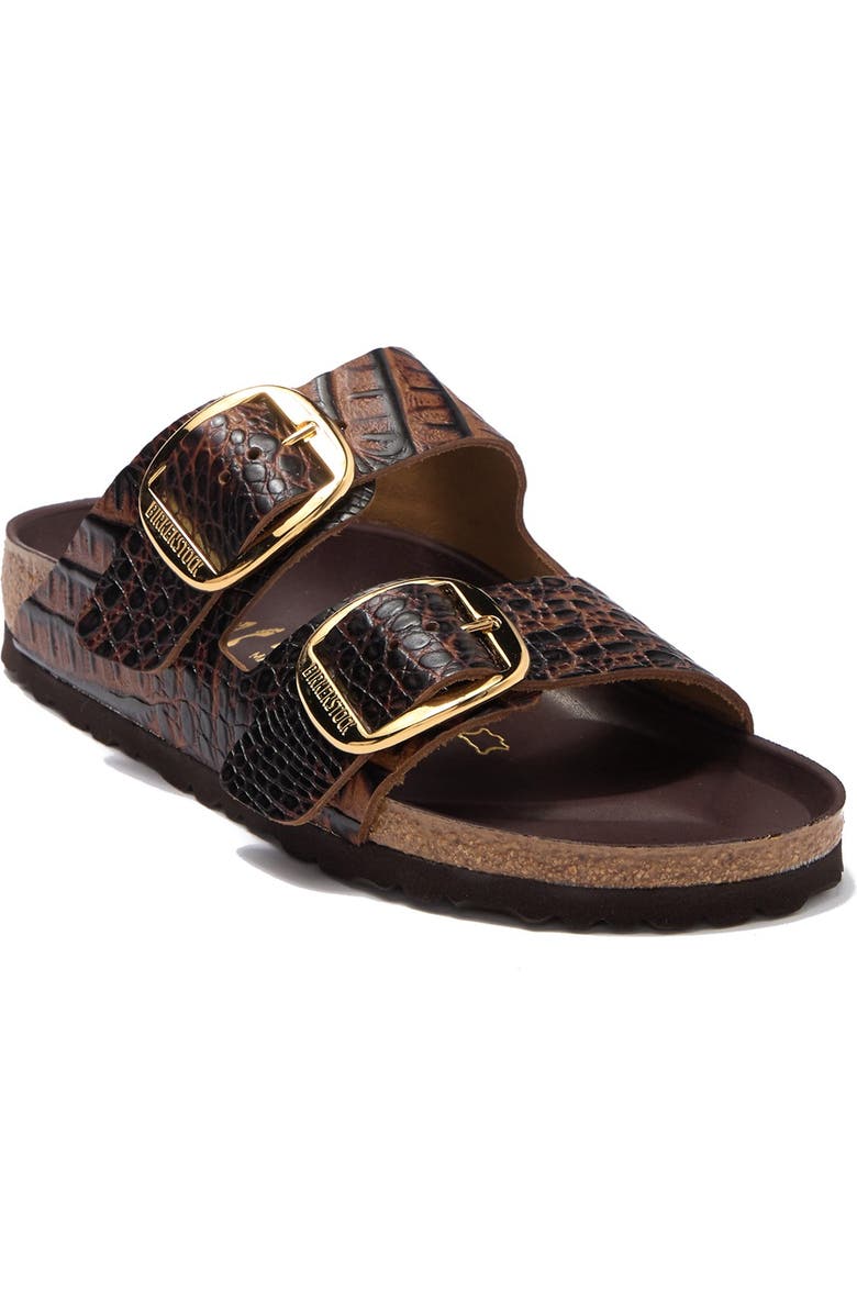 Birkenstock Arizona Croc-Embossed Leather Slide Sandal - Discontinued, Main, color,