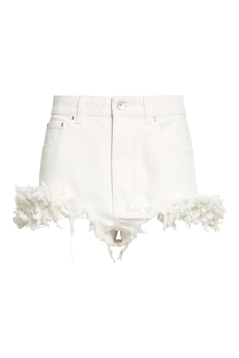 Fringe Cutoff Denim Shorts, Main, color, OFF WHITE DENIM