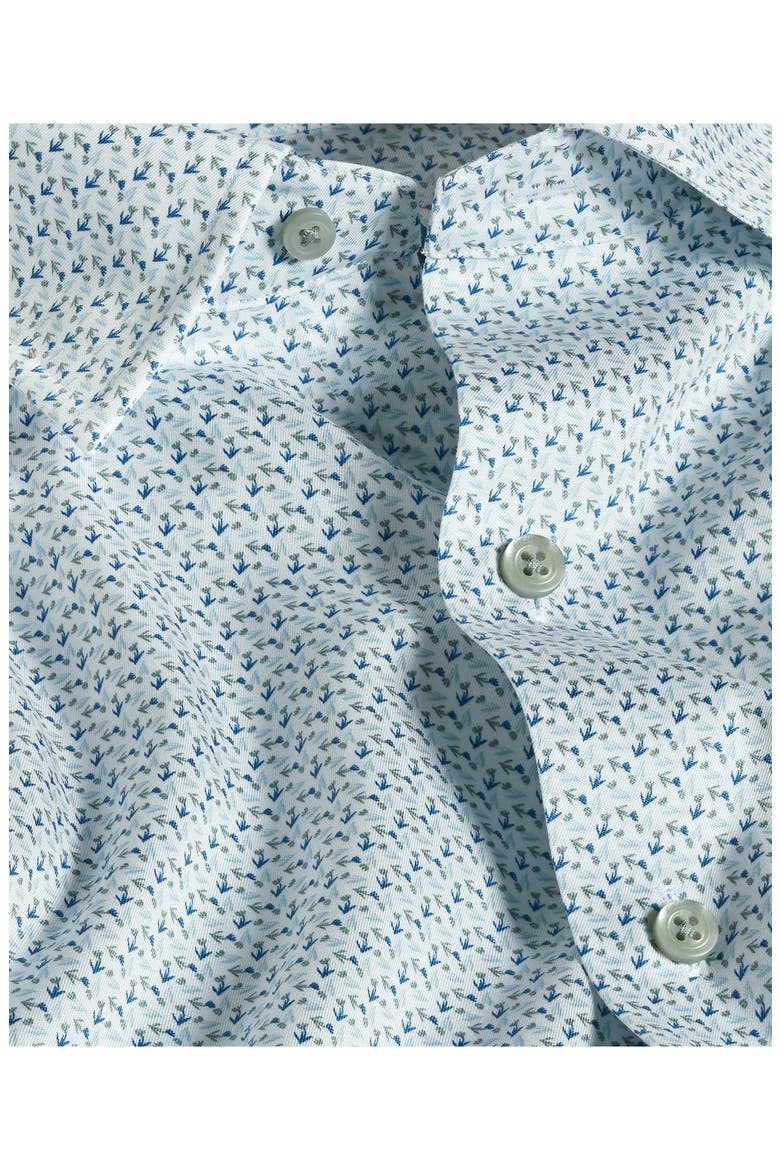 Micro Floral Print Sport Shirt, Alternate, color, WHITE/ GREEN