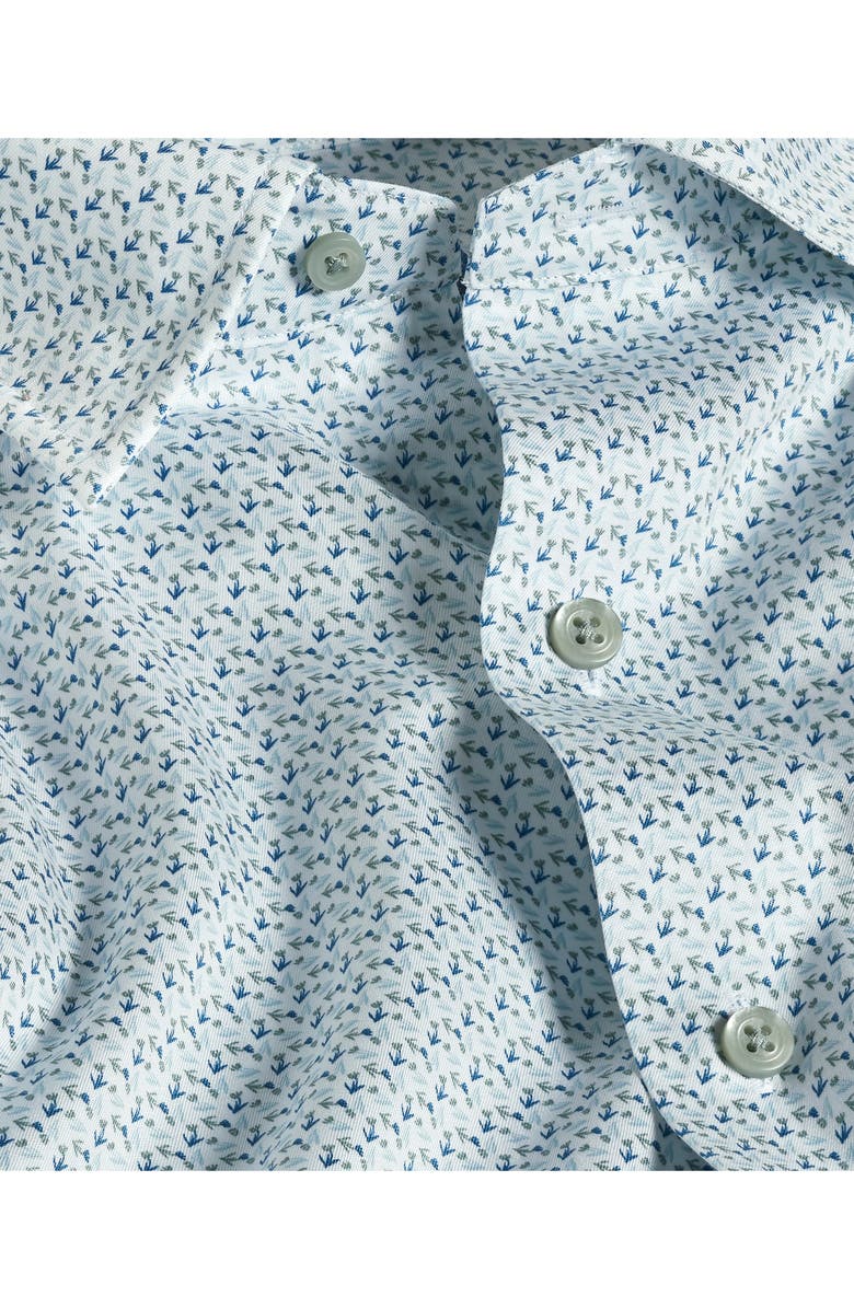 David Donahue Micro Floral Print Sport Shirt, Alternate, color, White/ Green