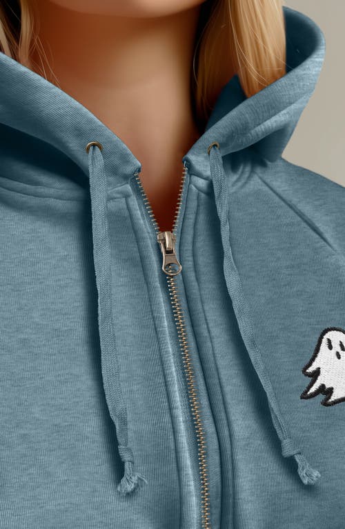 Dalix Ghost Zip Fleece Hoodie In Misty Blue