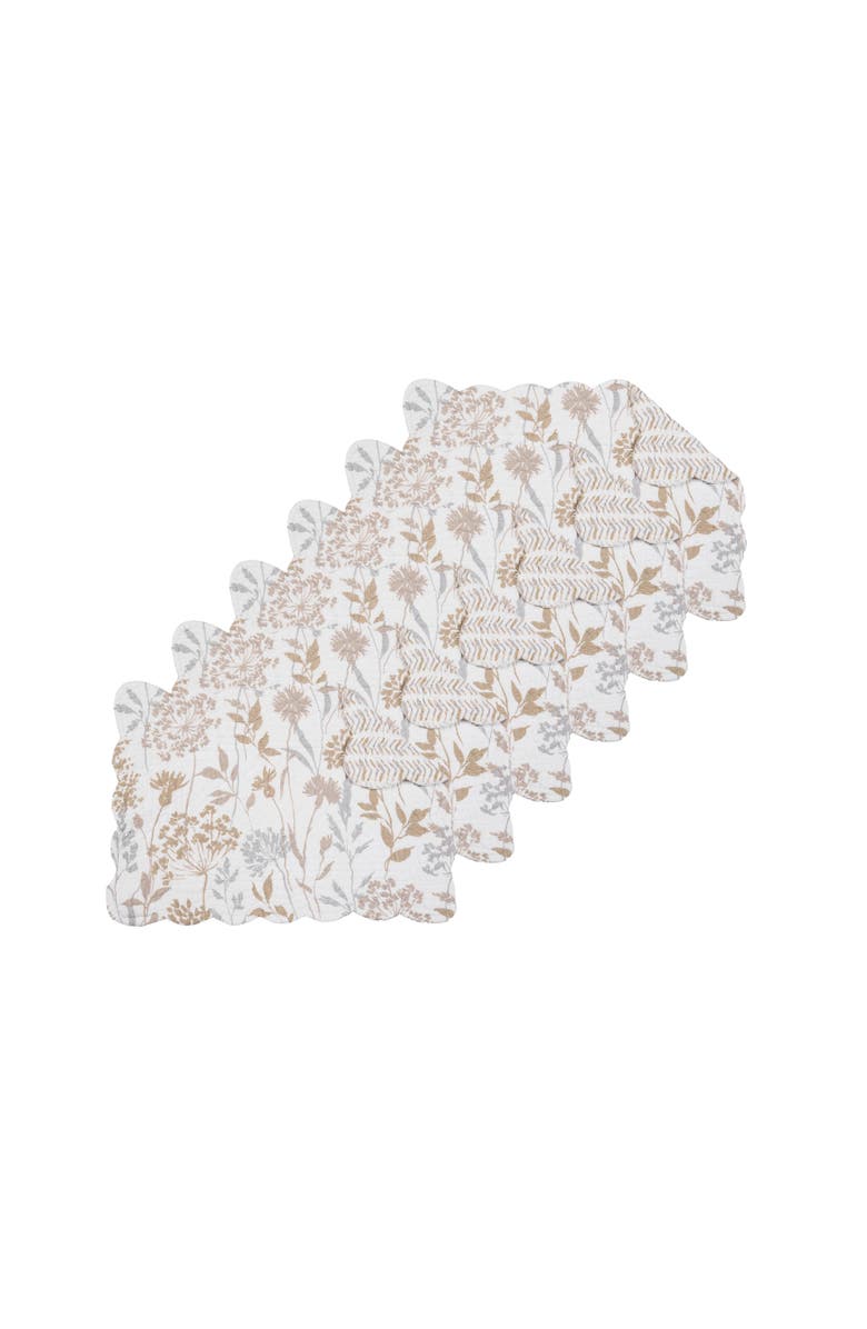 C&F Home Carmella Fields 100% Cotton Quilted Set of 6 Placemats 13" x 19", Main, color, Beige