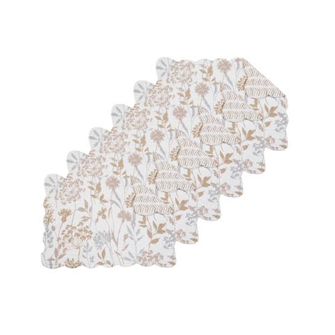 Carmella Fields 100% Cotton Quilted Set of 6 Placemats 13" x 19"