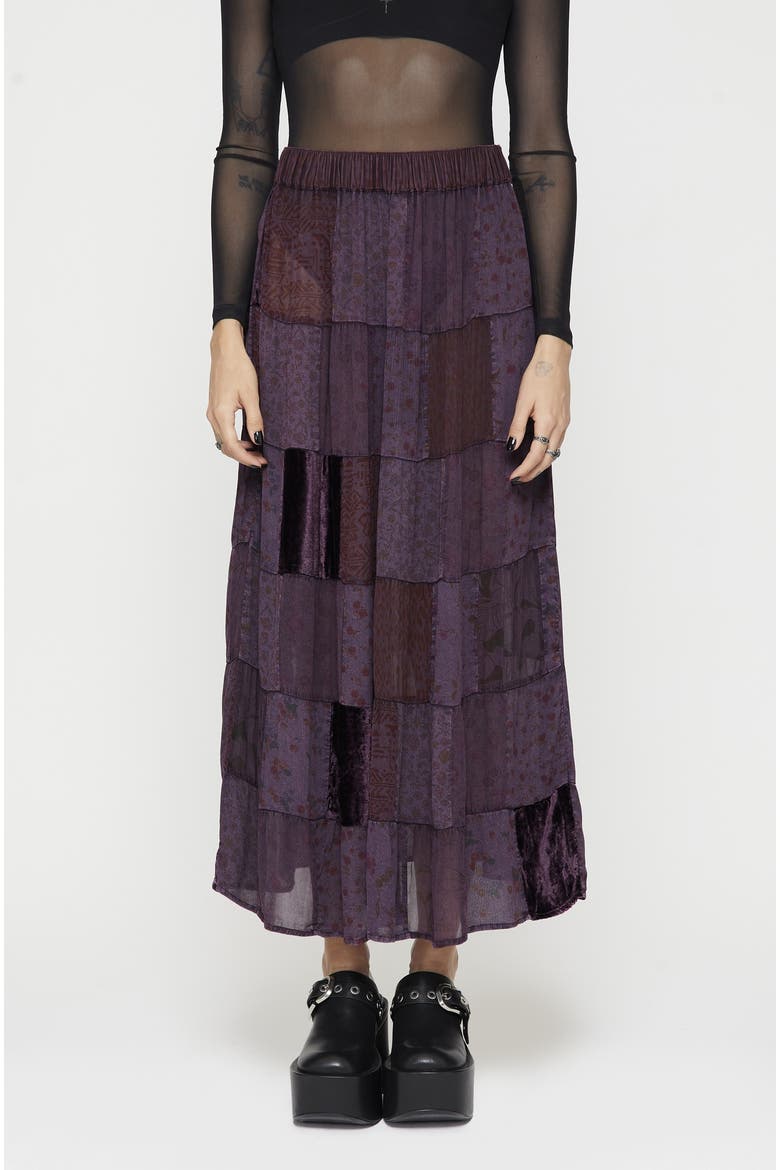 Mabel Floral Patchwork Skirt, Main, color, Purple