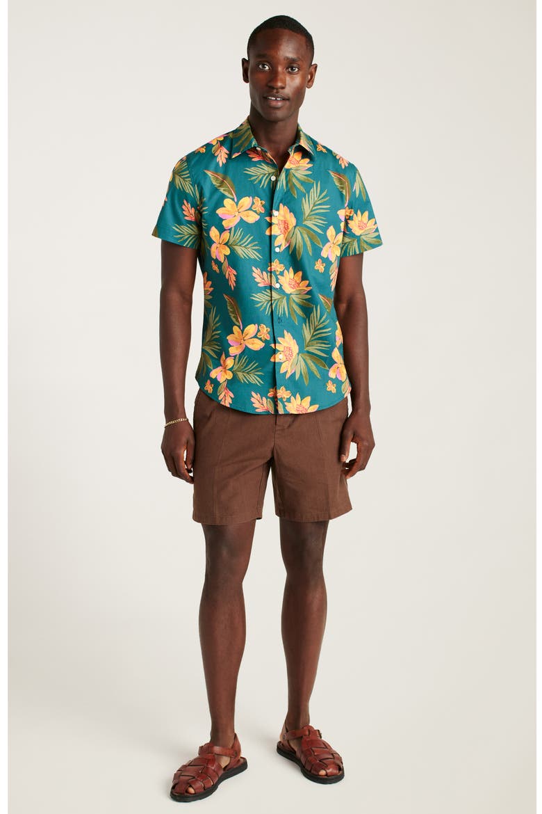 Riviera Floral Short Sleeve Stretch Cotton Button-Up Shirt, Alternate, color, MARS FLORAL