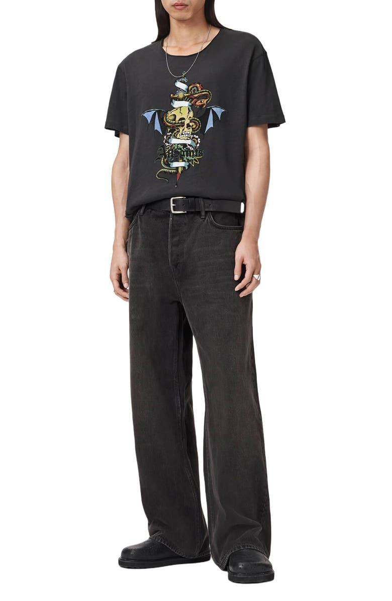 AllSaints Sabre Cotton Graphic T-Shirt, Alternate, color, Washed Black