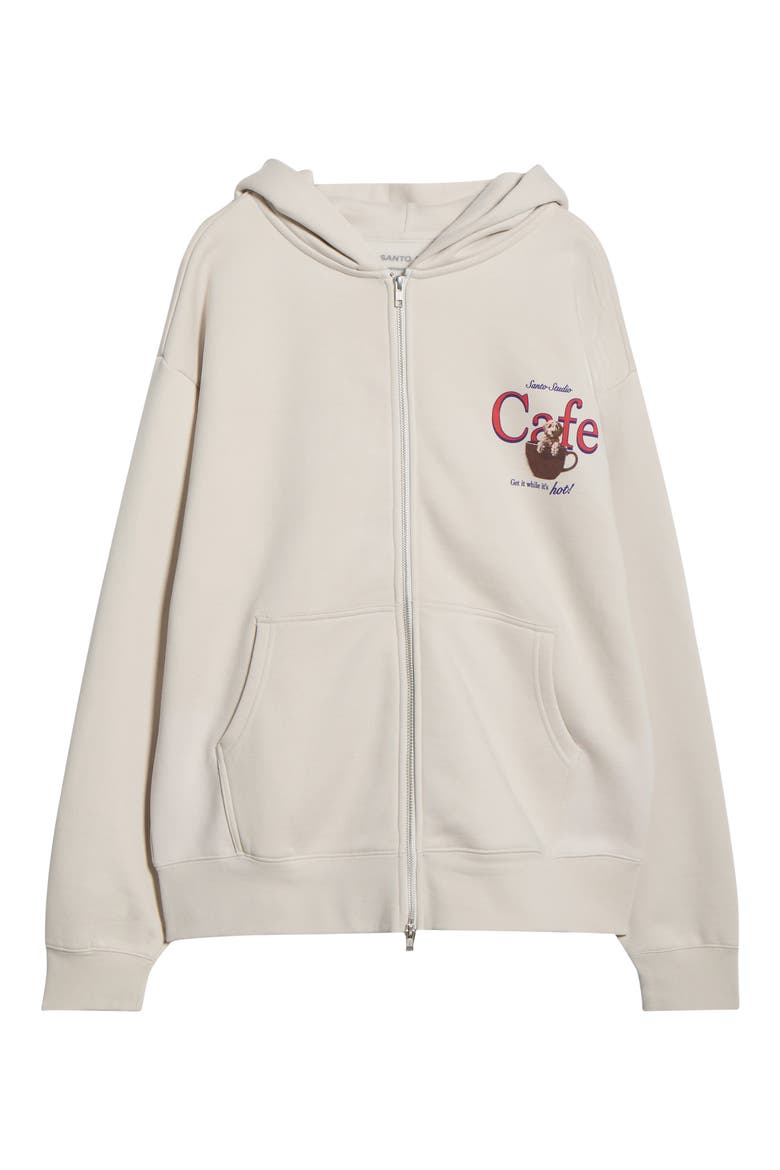 Maple Café Cotton Zip Hoodie, Alternate, color, CREAM