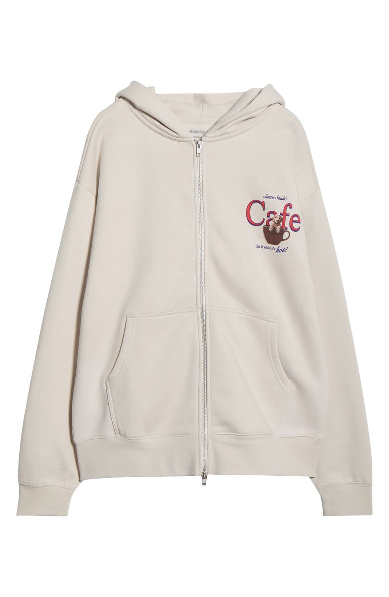 SANTO STUDIO Maple Café Cotton Zip Hoodie, Alternate, color, Cream