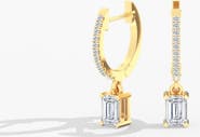 Everlee Emerald Lab Diamond Drop Hoop Earrings in 14K Gold