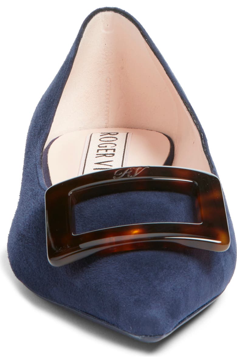 Roger Vivier Gommettine Pointed Toe Ballet Flat, Alternate, color, Galassia Scuro