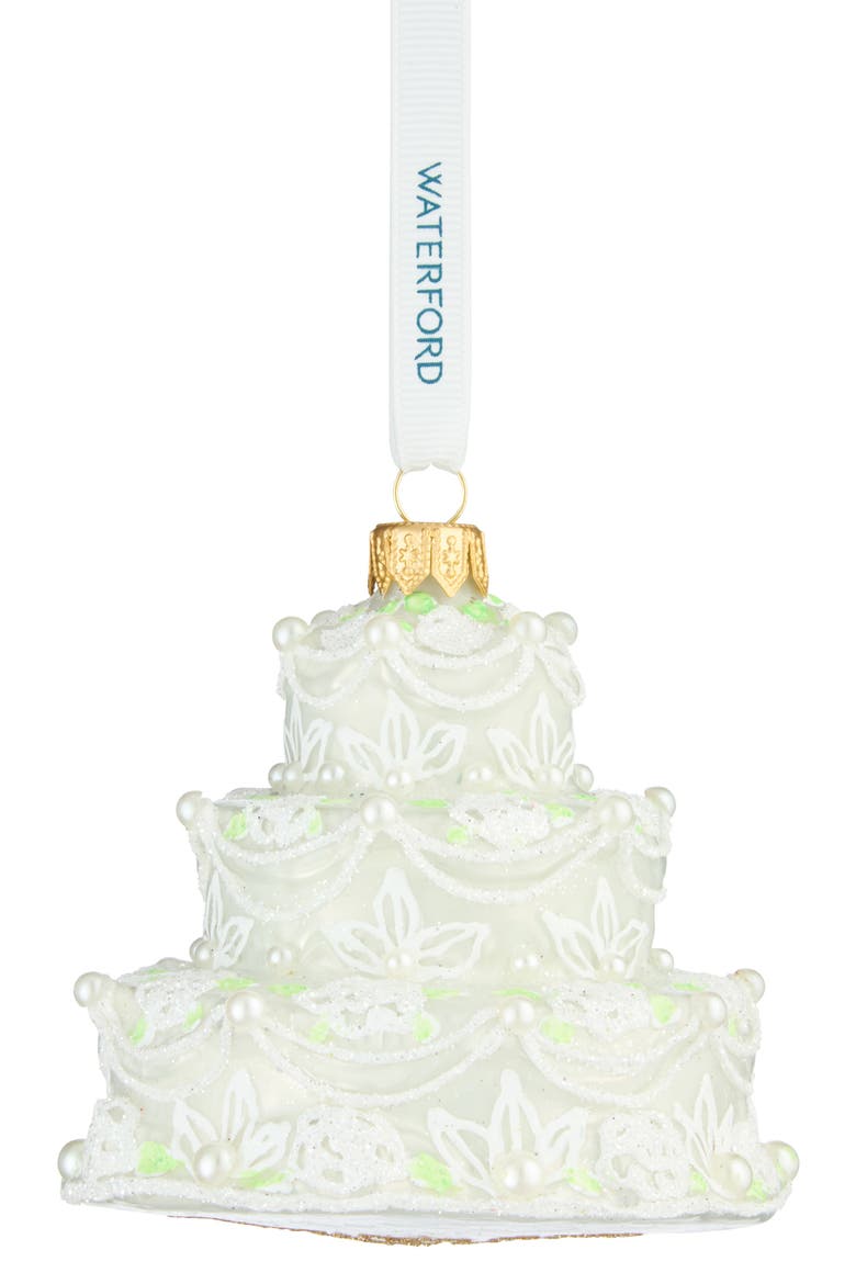 Holiday Heirlooms Our First Cake Glass Ornament, Alternate, color, IVORY MULTI