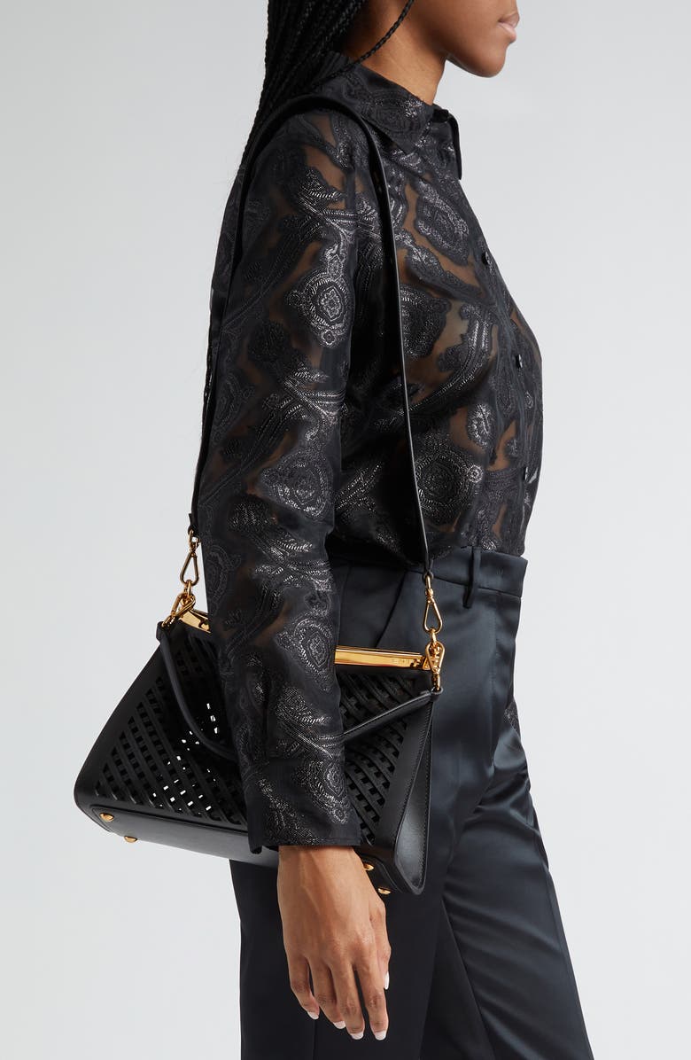 Etro Medium Vela Leather Frame Bag, Alternate, color, N0000 Black