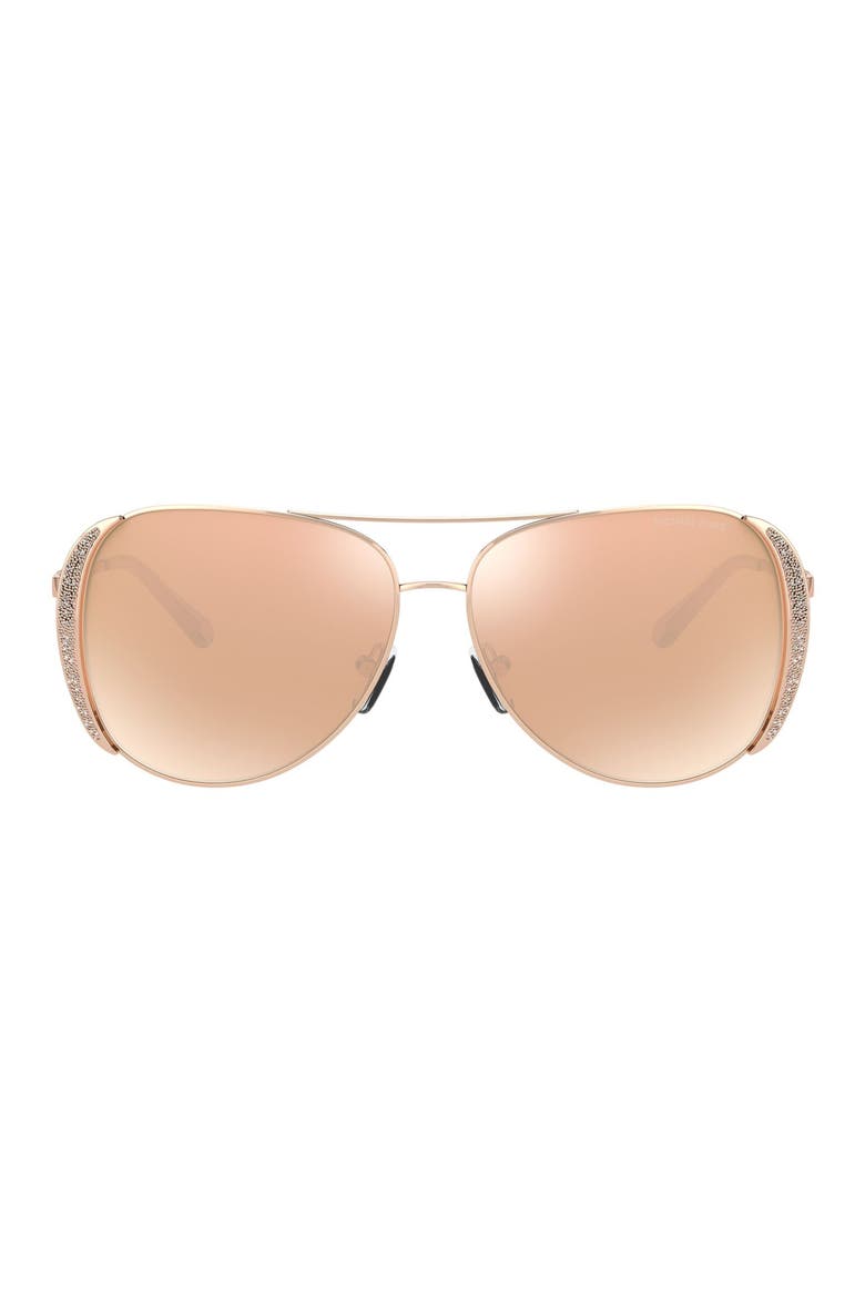 58mm Aviator Sunglasses, Main, color, ROSE