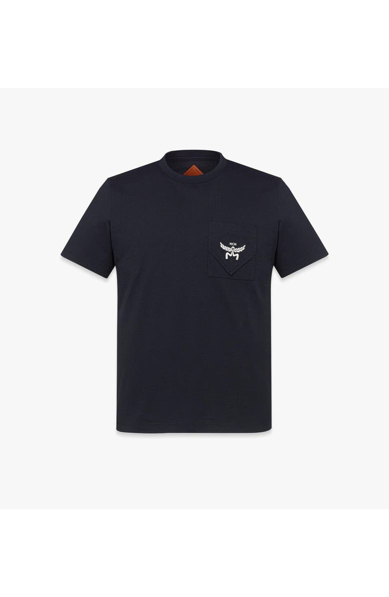 MCM Essential Logo Pocket T-Shirt in Organic Cotton, Main, color, Dark Navy