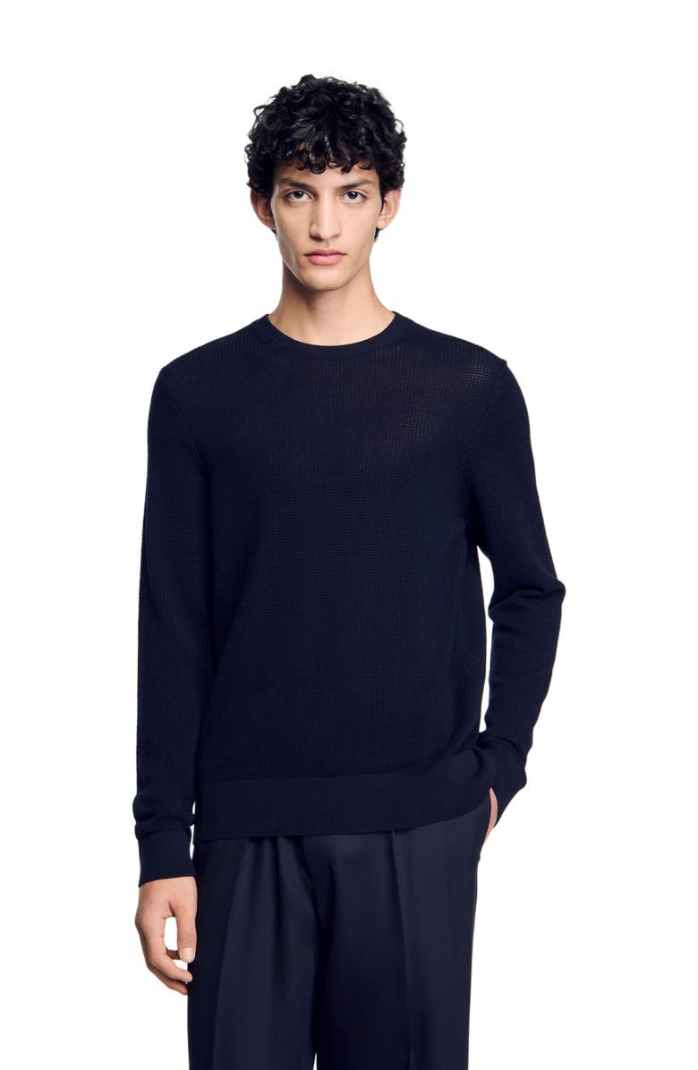 SANDRO Textured knit sweater, Main, color, Navy Blue