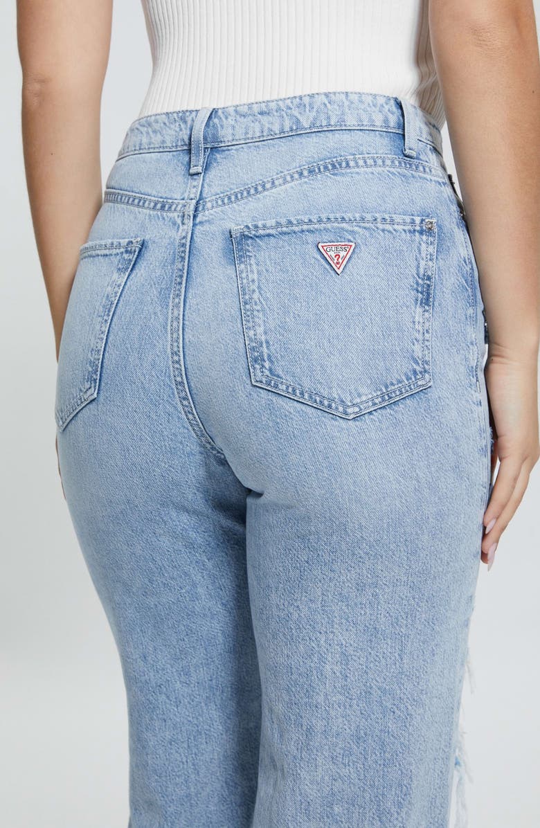 GUESS '90s Distressed High Waist Nonstretch Jeans, Alternate, color,