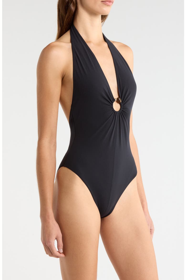 Milos Halter One-Piece Swimsuit, Alternate, color, NOIR