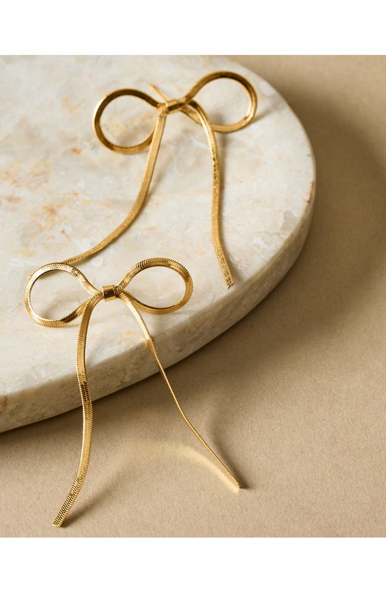 Katie Loxton Amelie Waterproof Gold Bow Oversized Earrings, Alternate, color, Gold