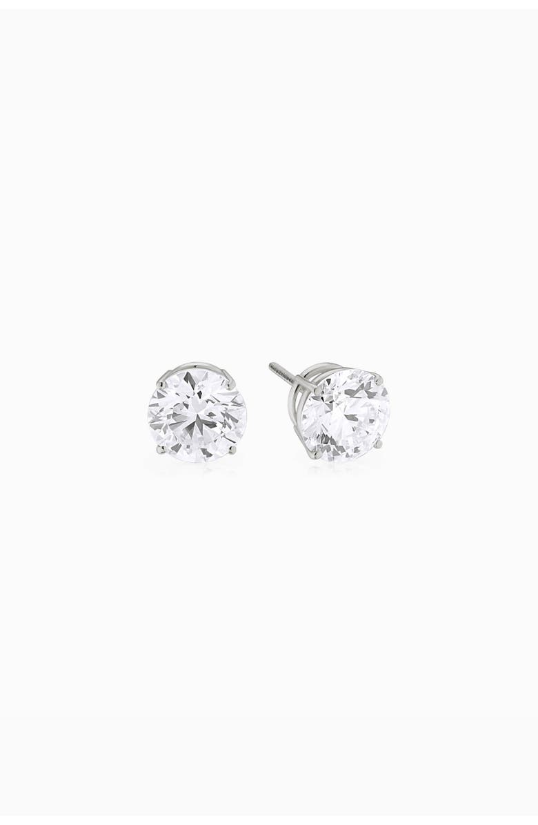 Oradina 14K Solid Gold Luminous 2 Carat Lab Diamond Classic Studs, Main, color, White Gold, Lab Diamonds