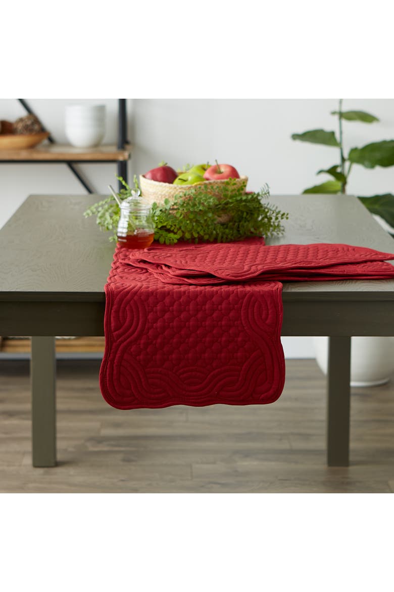 Cranberry Quilted Farmhouse Table Runner, Alternate, color, Cranberry