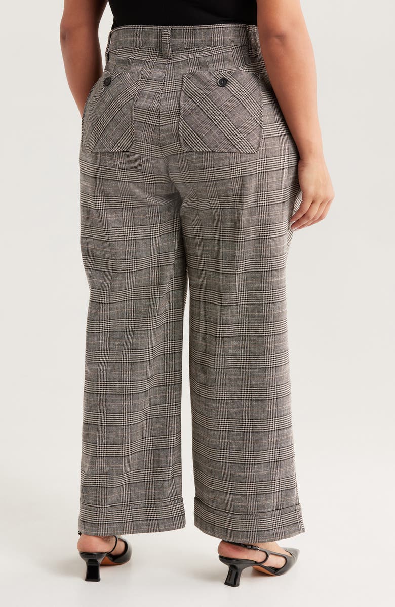 Wit & Wisdom Skyrise Glen Plaid Pleated Wide Leg Trousers, Alternate, color, Birch Black Multi
